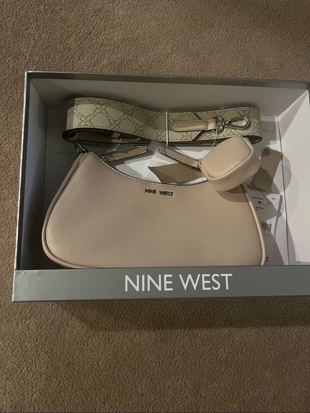 NWT Nine West Shoulder Bag Gift Set Cream Off White with Pouch